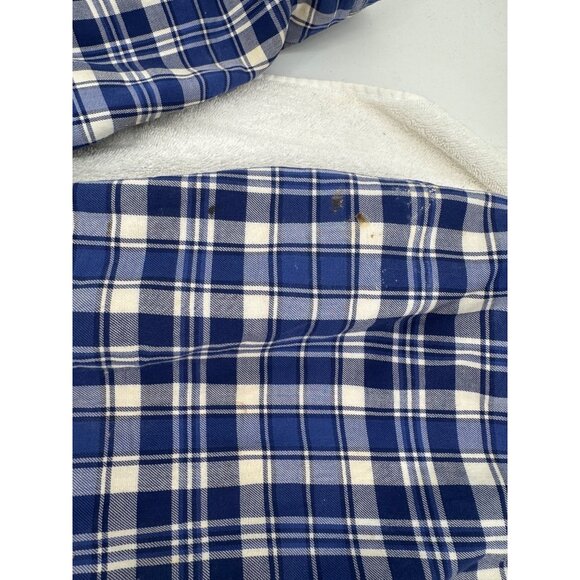 L.L. Bean Blue Plaid Button-Up Flannel Fleece Lined Jacket - Picture 7 of 10